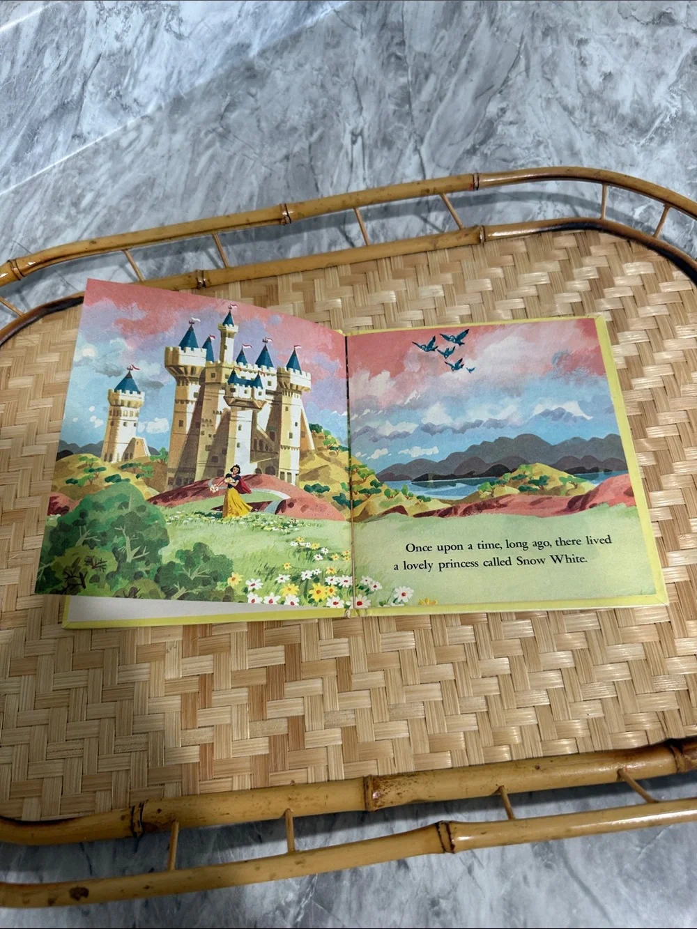 Vintage Walt Disney Snow White and the Seven Dwarfs Kids Story Book - Yellow